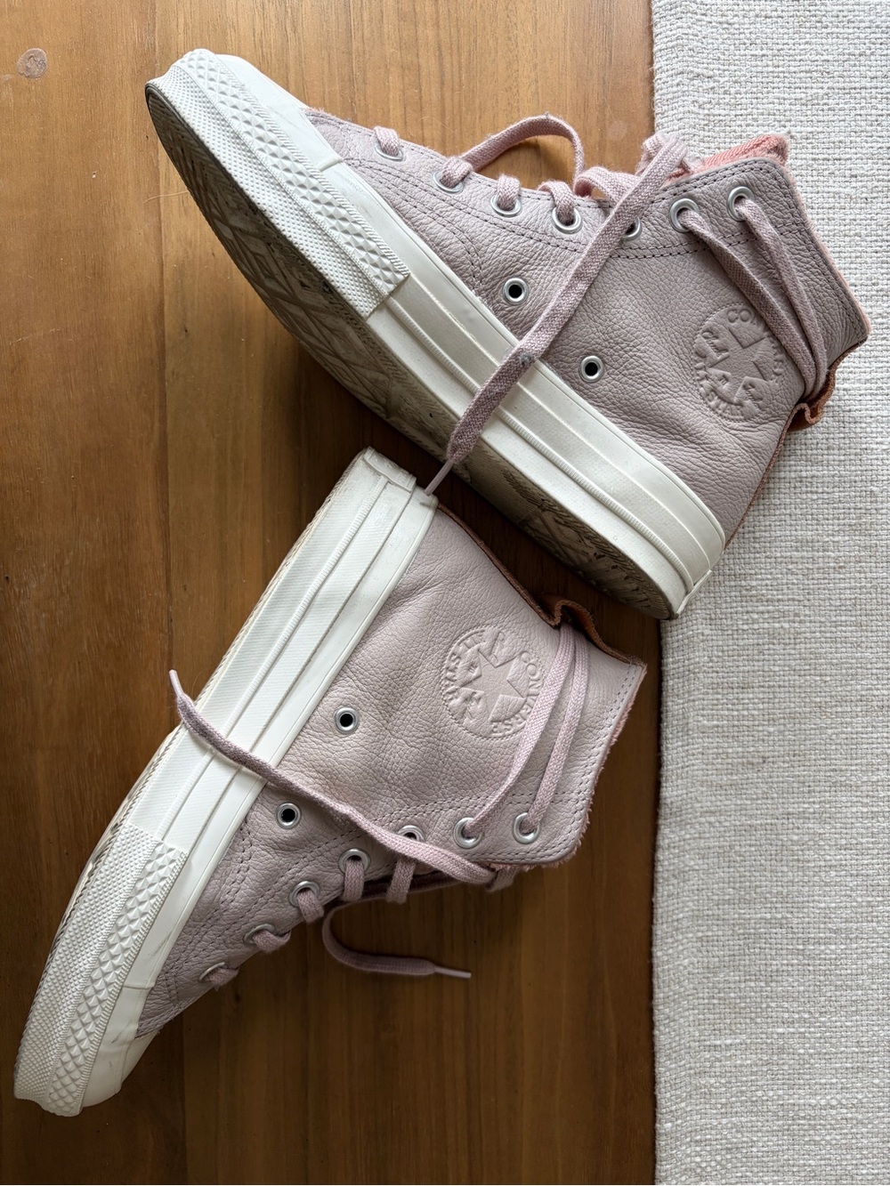 Converse High-Top Leather All-Star Sneaker in Dusty Rose